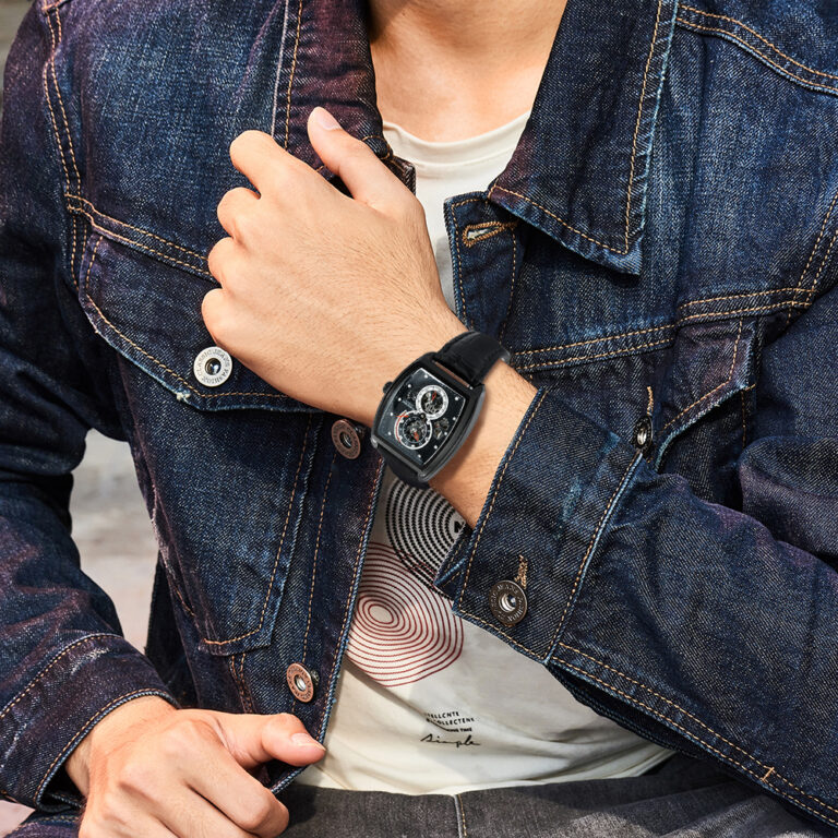 Forsining Militär-Sportuhr für Herren automatisch mechanisch Skelett schwarze Hilfszifferblätter leuchtende Uhr Lederarmband – Bild 6