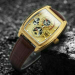 Forsining Militär-Sportuhr für Herren automatisch mechanisch Skelett schwarze Hilfszifferblätter leuchtende Uhr Lederarmband – Bild 4