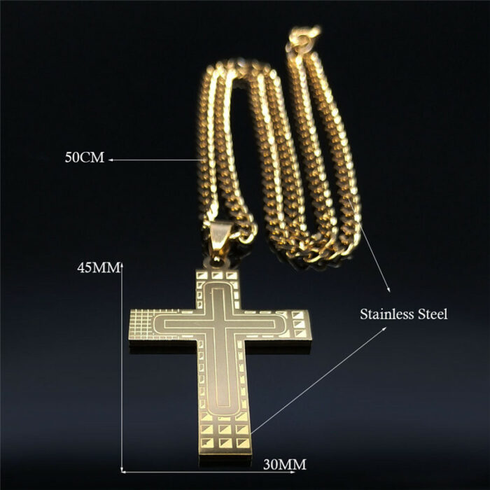 Fashion Punk Cross Stainless Steel Necklace Chain Women Gold Color Statement Necklace Jewelry collier homme N4278S05 – Bild 6
