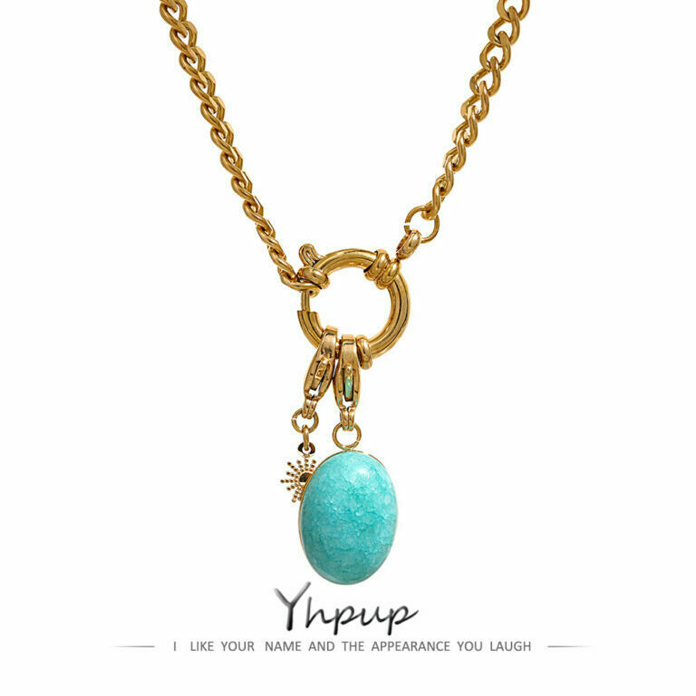 Yhpup Edles Collier aus Edelstahl und Natürlichem Stein für Frauen – Bild 1