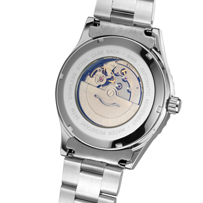 Forsining Diamond Luxury Men Edelstahl versteckter Verschluss automatische mechanische Uhr multifunktionales automatisches Datums-Wochen-Zifferblatt – Bild 4