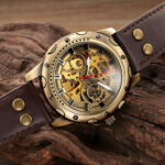 Automatische Skeleton Uhr für Männer - Lederband, Skelettuhr, Selbstaufzug – Bild 6