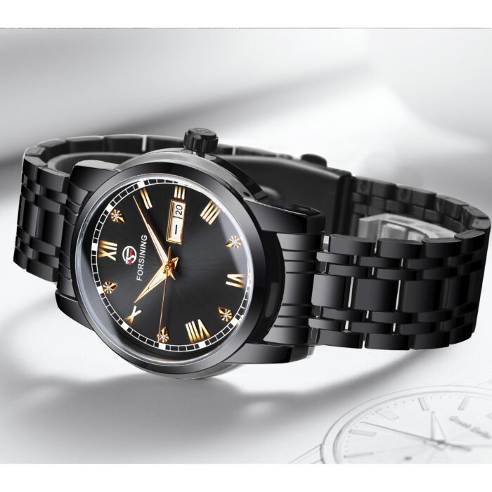 Forsining Fashion Man Transparente Rückseite Mechanisches Design Automatische Uhren Leuchtende Goldene Skala Mit Kalender – Bild 2