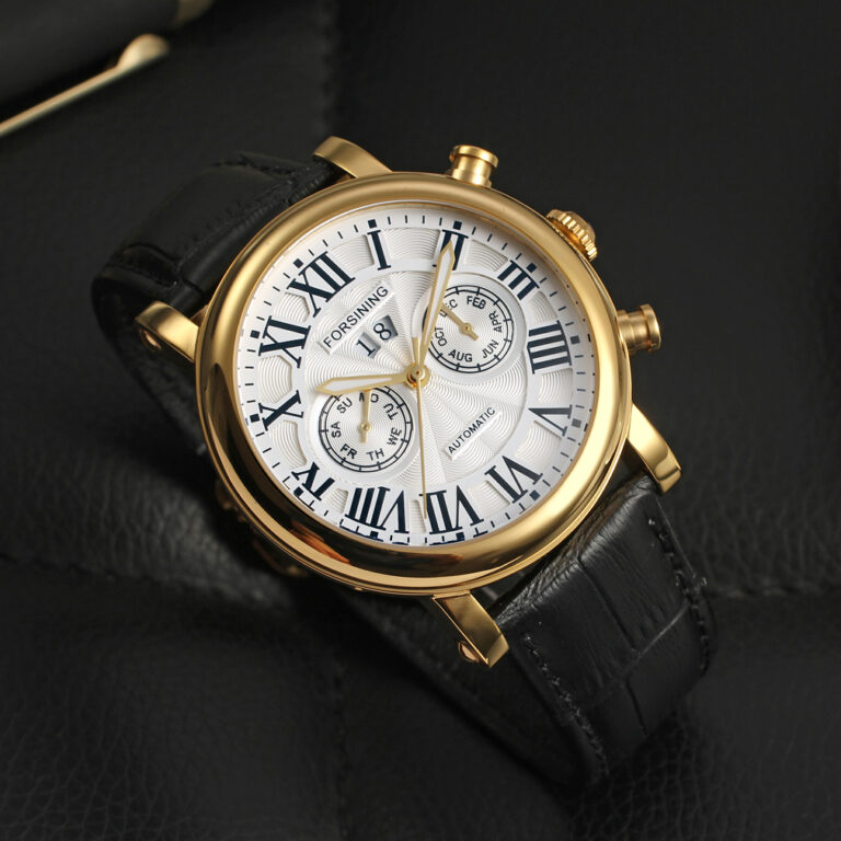 Luxury Design Men's Mechanic Watches Leather Strap Butterfly Clasp Male Clock Auto Date Day Month Calendar Wristwatches for Man – Bild 2