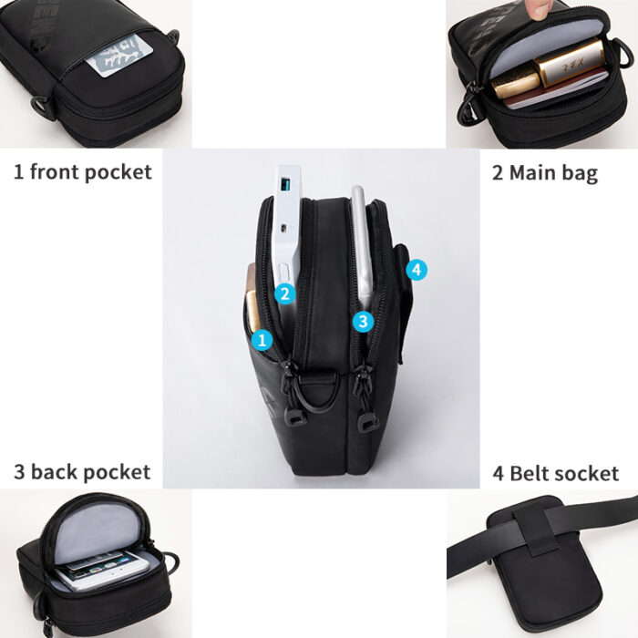 Herren Umhängetasche Gürteltasche Hals Handytasche für Herren Umhängetasche Geldbörse Mann Handtasche – Bild 2