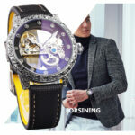 FORSINING Marke Automatik Silber Leuchtend Selbstaufzug Skeleton Design Luxus Herren Lederuhren Stahl Mechanische Uhren – Bild 3