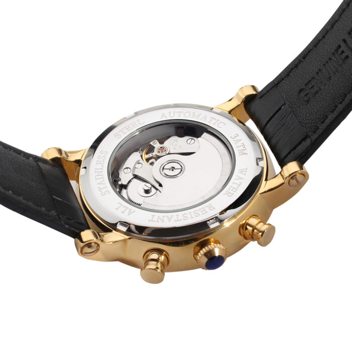 Luxury Design Men's Mechanic Watches Leather Strap Butterfly Clasp Male Clock Auto Date Day Month Calendar Wristwatches for Man – Bild 5