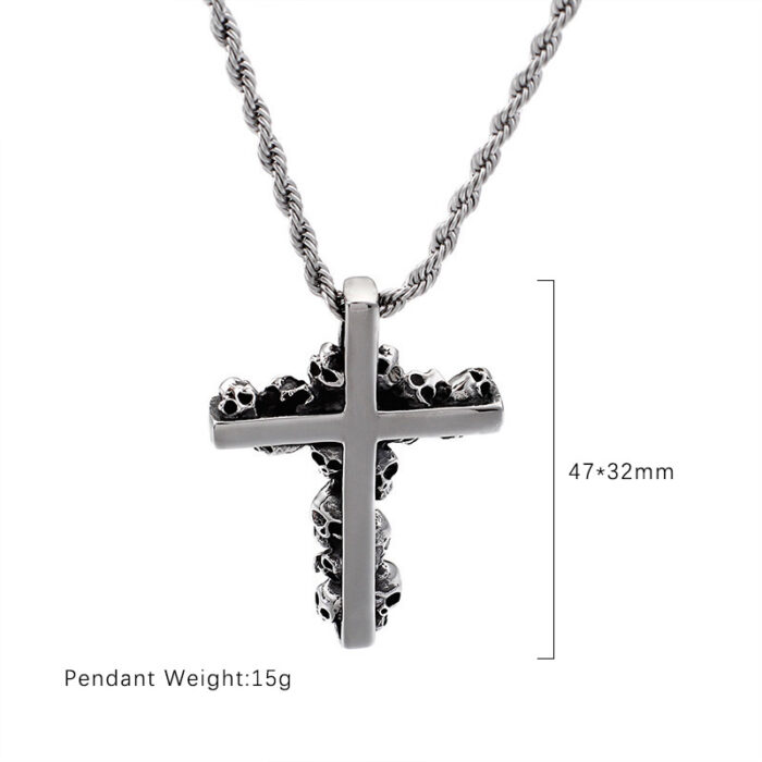 Newest Gothic Skull Jesus Cross Pendants Necklaces For Men Stainless Steel Chain Necklace Punk Religious Jewellery Wholesale – Bild 6