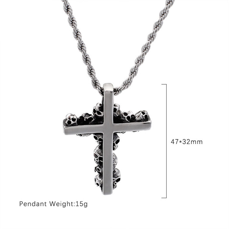 Newest Gothic Skull Jesus Cross Pendants Necklaces For Men Stainless Steel Chain Necklace Punk Religious Jewellery Wholesale – Bild 6