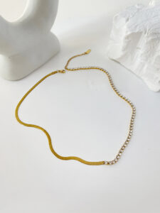 Schlangenkette Tenniskette Halskette für Frauen Gold Edelstahl Schmuck – Bild 4