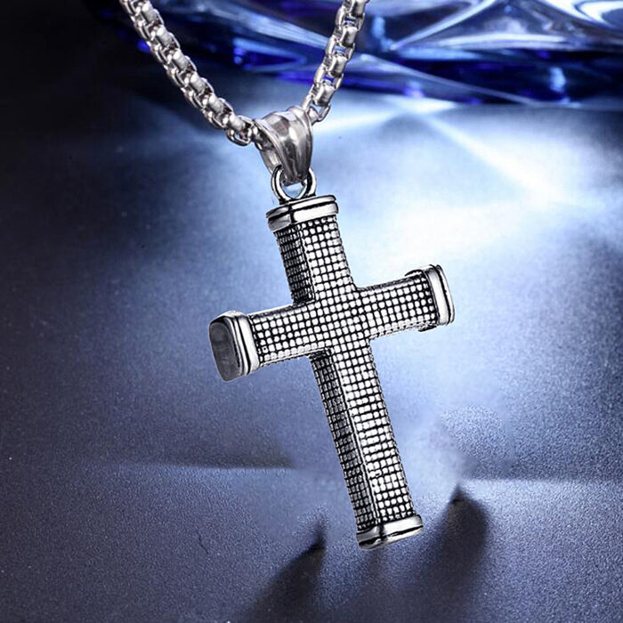 Punk Vintage Large Cross Pendant Unique Stainless Steel Christian Necklace For Men Hip Hop Rock Biker Amulet Jewelry Gift – Bild 1