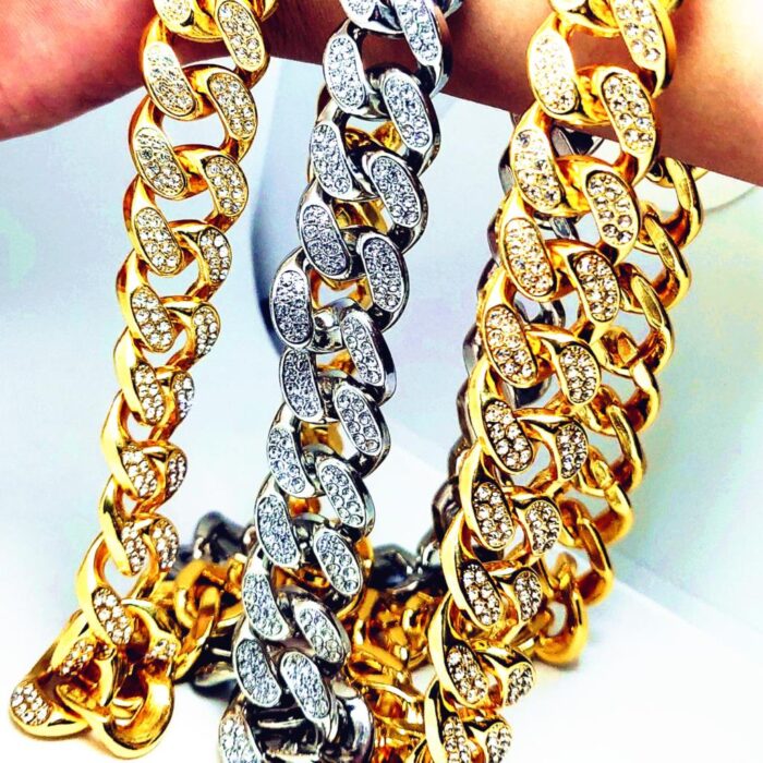 New Fashion Luxury 12mm Iced Out Cuban Link Chain Bracelet for Men Couple Gold Silver Color Bling Rhinestone Bracelet Jewelry – Bild 2