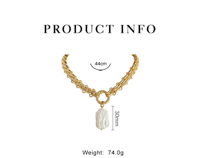 Peri'sBox Large Square Natural Freshwater Pearl Pendant Chunky Chain Necklace for Women Vintage Elegant Baroque Pearls Necklaces – Bild 6