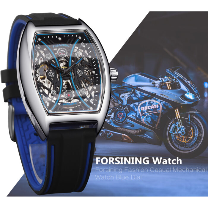 Forsining Automatische Military Armbanduhr Transparent Männer Mechanische Uhren Silikon Strap Mann Im Uhr Mit Leucht – Bild 4