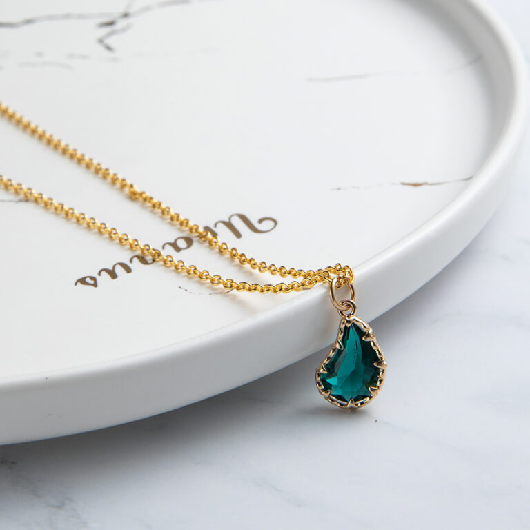 Romantic Sweet Lovely Dark Green Water Drip Drop Clear Stone Pendant Necklaces For Women Female Wedding Jewelry Accessories – Bild 5