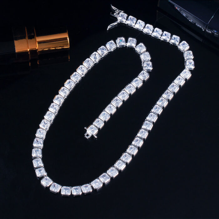 CWWZircons Bling Elegant Square Cubic Zirconia Tennis Chain Necklace for Women Party Engagement Wedding CZ Jewelry Gift CP083 – Bild 5