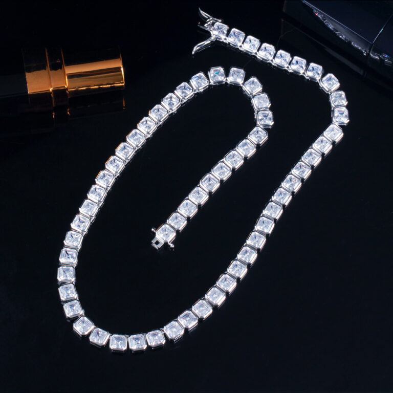 CWWZircons Bling Elegant Square Cubic Zirconia Tennis Chain Necklace for Women Party Engagement Wedding CZ Jewelry Gift CP083 – Bild 5
