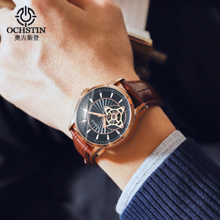 Automatic Classic Leather Strap Sports Luxury Skeleton Man's Wristwatches – Bild 4