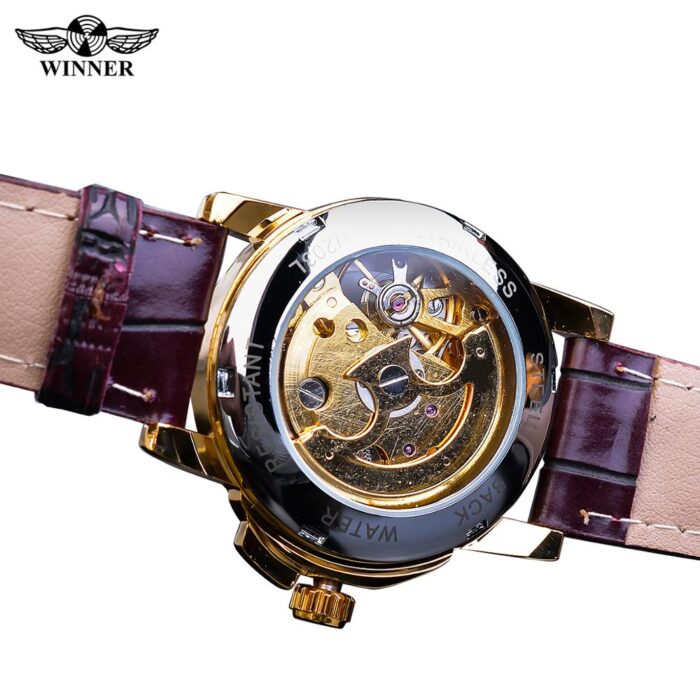 Retro Design Ladies Golden Skeleton Diamond Like Display Mechanical Wrist Watches – Bild 4