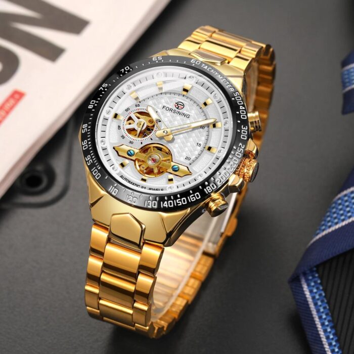 FORSINING Armbanduhr Automatik Mechanische Uhr für Herren Edelstahl Business – Bild 2