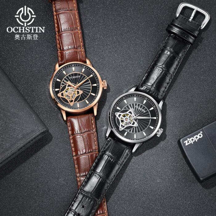 Automatic Classic Leather Strap Sports Luxury Skeleton Man's Wristwatches – Bild 6