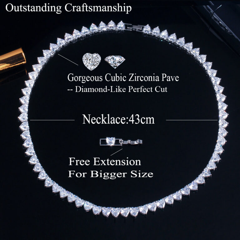 CWWZircons Shiny 5A Cubic Zirconia Heart Shape Iced Bling CZ Tennis Necklace for Women Fashion Hip Hop Party Jewelry CP082 – Bild 6