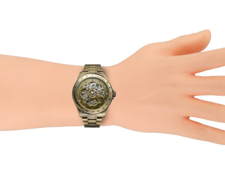 WINNER Vintage Bronze Skeleton Automatic Mechanical Male Wrist steel Watch – Bild 4