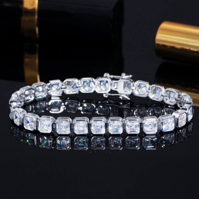 CWWZircons Bling Square Cubic Zirconia Pave Silver Color Bridal Wedding Tennis CZ Bracelets for Women Jewelry Accessories CB260 – Bild 6