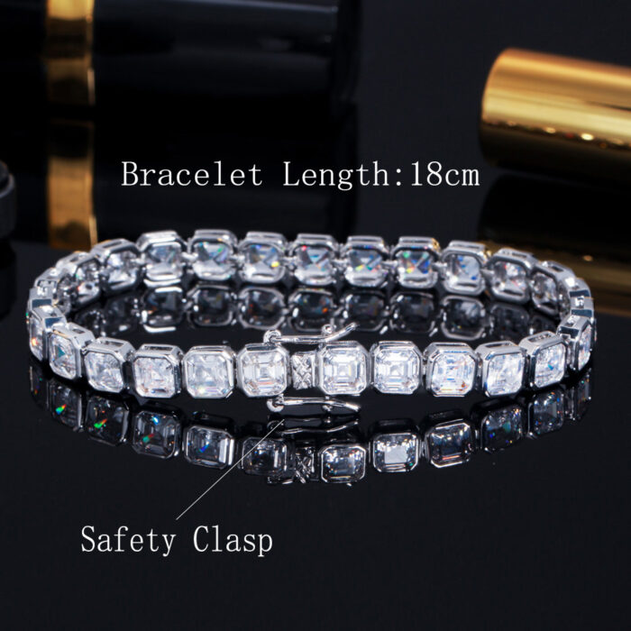 CWWZircons Bling Square Cubic Zirconia Pave Silver Color Bridal Wedding Tennis CZ Bracelets for Women Jewelry Accessories CB260 – Bild 2