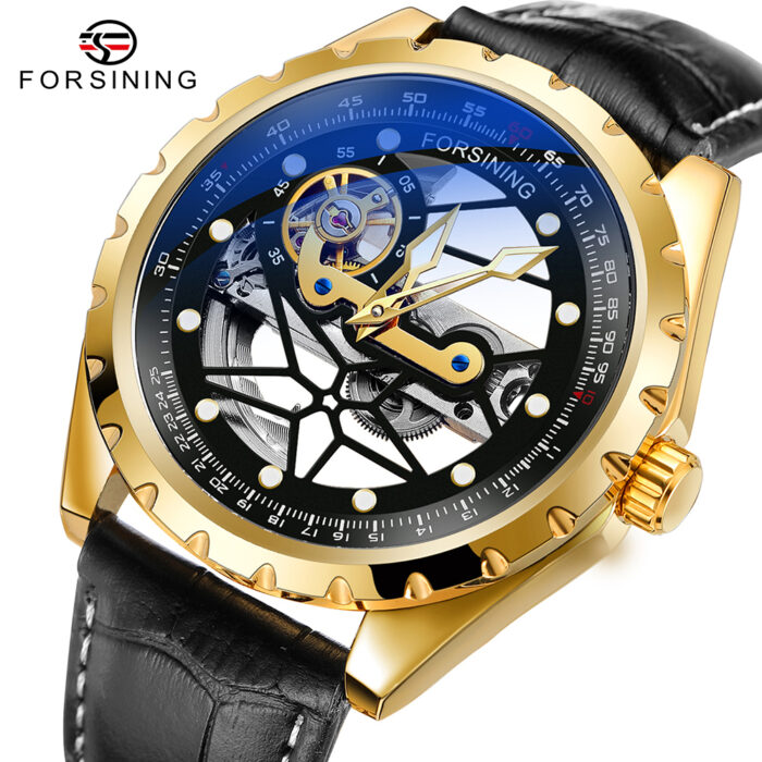 Automatic Forsining Creative Leather Transparent Skeleton Men's Watches – Bild 1