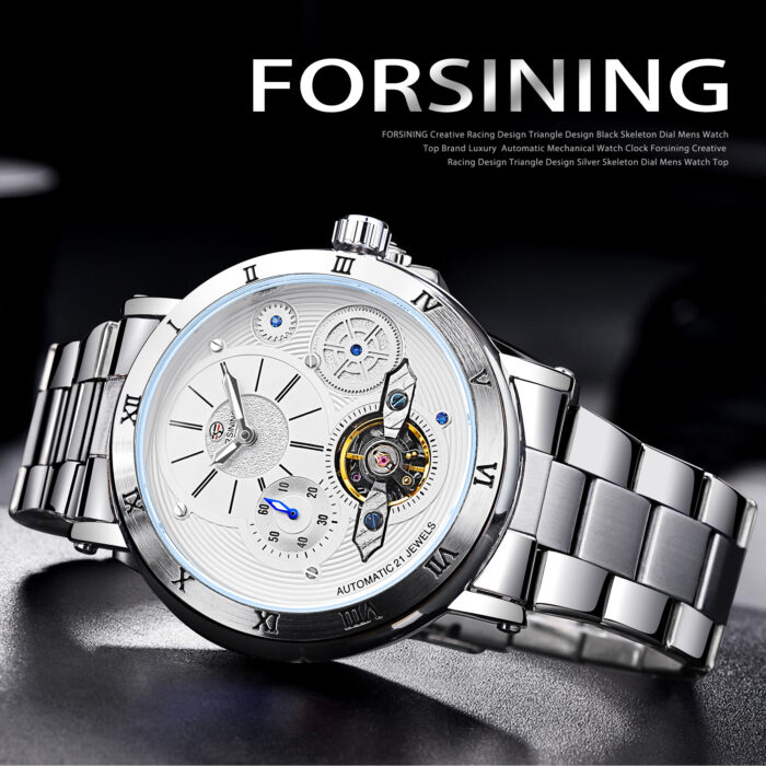 Herrenuhr Automatische Uhr Mechanische Edelstahl Armbanduhr Kristall Edelstahl – Bild 2