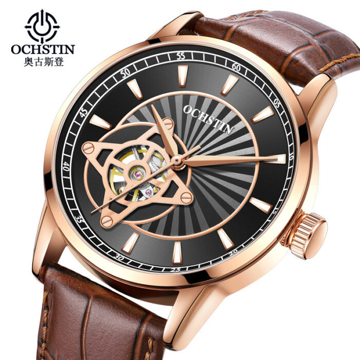 H45cd30b1d3f644c0a5b5df8e15e74659h.jpg Automatic Classic Leather Strap Sports Luxury Skeleton Man's Wristwatches – Bild 1