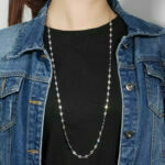 CWWZircons Gorgeous White Cubic Zircon Crystal Long Chain Necklace for Women Sweater Costume Bohemian Jewlery Accessories CP052