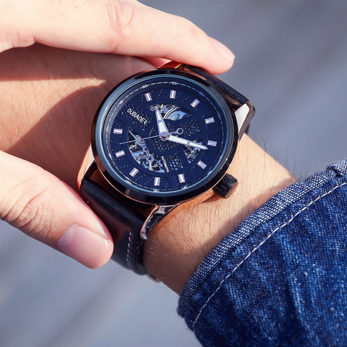 Armbanduhr Automatische Mechanische Uhr Uhren Leder Armband – Bild 6