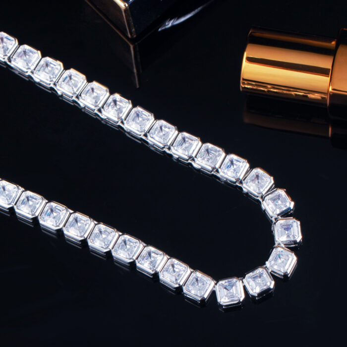 CWWZircons Bling Elegant Square Cubic Zirconia Tennis Chain Necklace for Women Party Engagement Wedding CZ Jewelry Gift CP083 – Bild 4