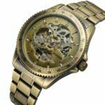 WINNER Vintage Bronze Skeleton Automatic Mechanical Male Wrist steel Watch