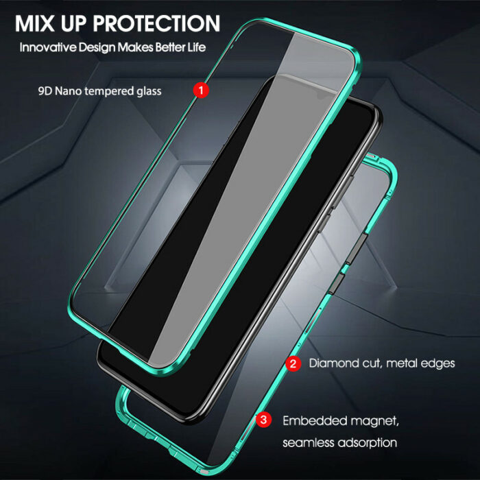 360 Shockproof Cover For OPPO A74 Metal Bumper Magnetic Flip Case For Oppo A74 5G Magnet Glass Cases Coque Oppo A 74 Funda Shell – Bild 5
