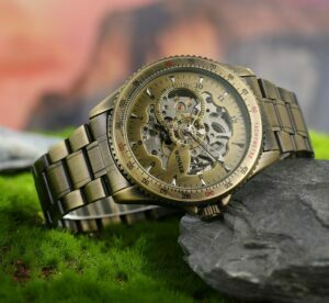 WINNER Vintage Bronze Skeleton Automatic Mechanical Male Wrist steel Watch – Bild 3