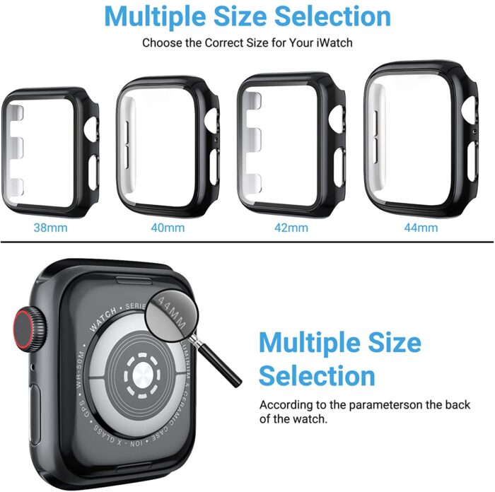 Glass+Cover for Apple Watch 45mm 41mm 44mm 40mm 42mm 38mm Case,Full Defense Coverage Screen Protector for iWatchSE 7 6 5 4 3 2 1 – Bild 6