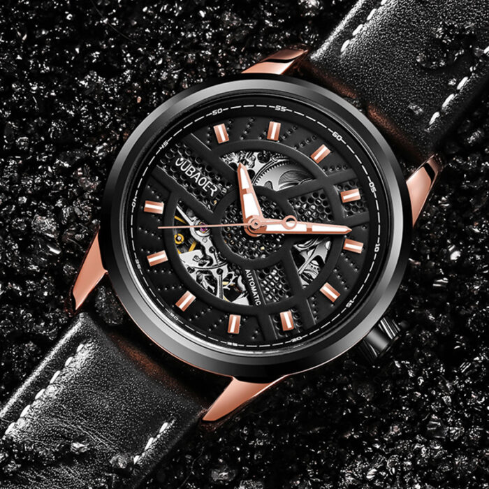 Armbanduhr Automatische Mechanische Uhr Uhren Leder Armband – Bild 5