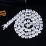 CWWZircons Bling Elegant Square Cubic Zirconia Tennis Chain Necklace for Women Party Engagement Wedding CZ Jewelry Gift CP083