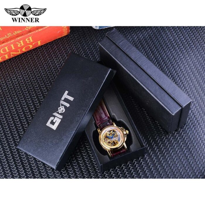 Retro Design Ladies Golden Skeleton Diamond Like Display Mechanical Wrist Watches – Bild 6