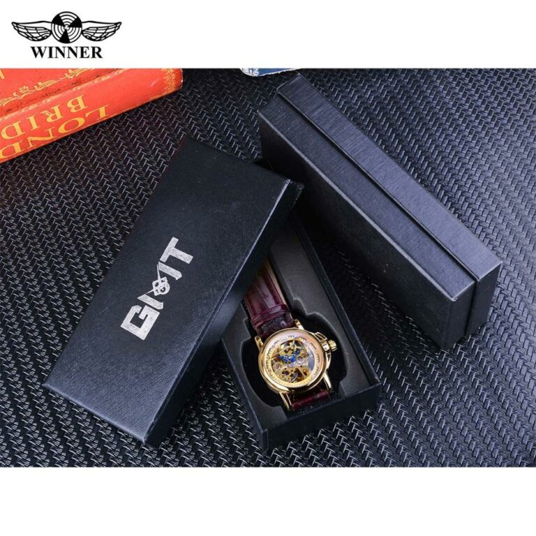 Retro Design Ladies Golden Skeleton Diamond Like Display Mechanical Wrist Watches – Bild 6