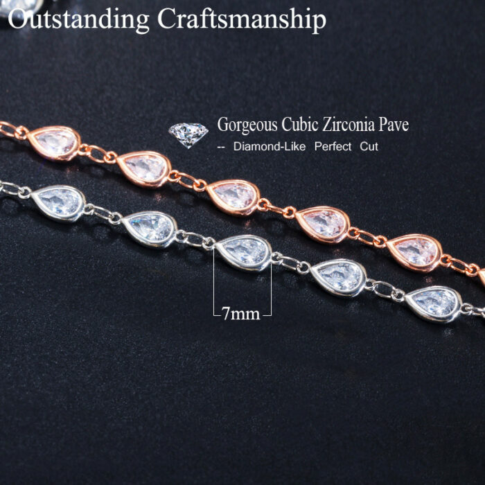 CWWZircons Gorgeous White Cubic Zircon Crystal Long Chain Necklace for Women Sweater Costume Bohemian Jewlery Accessories CP052 – Bild 3