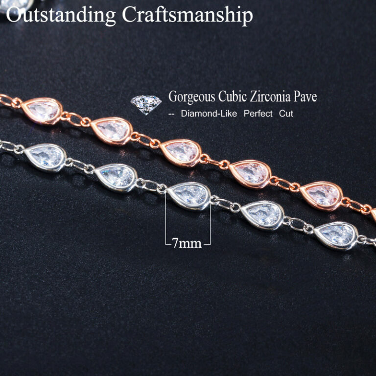 CWWZircons Gorgeous White Cubic Zircon Crystal Long Chain Necklace for Women Sweater Costume Bohemian Jewlery Accessories CP052 – Bild 3