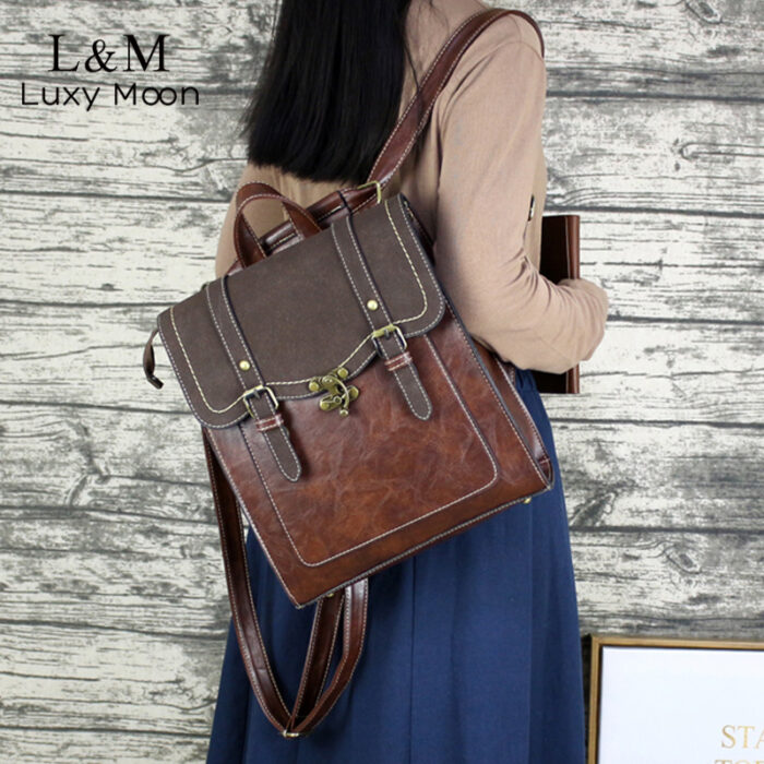 Vintage Women Backpack High Quality Brand Female Black Shoulder Bag Lady Multifunction Backpack Hot School Bags – Bild 1