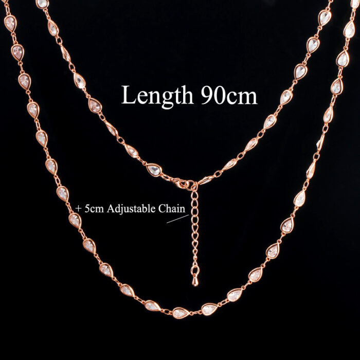 CWWZircons Gorgeous White Cubic Zircon Crystal Long Chain Necklace for Women Sweater Costume Bohemian Jewlery Accessories CP052 – Bild 4