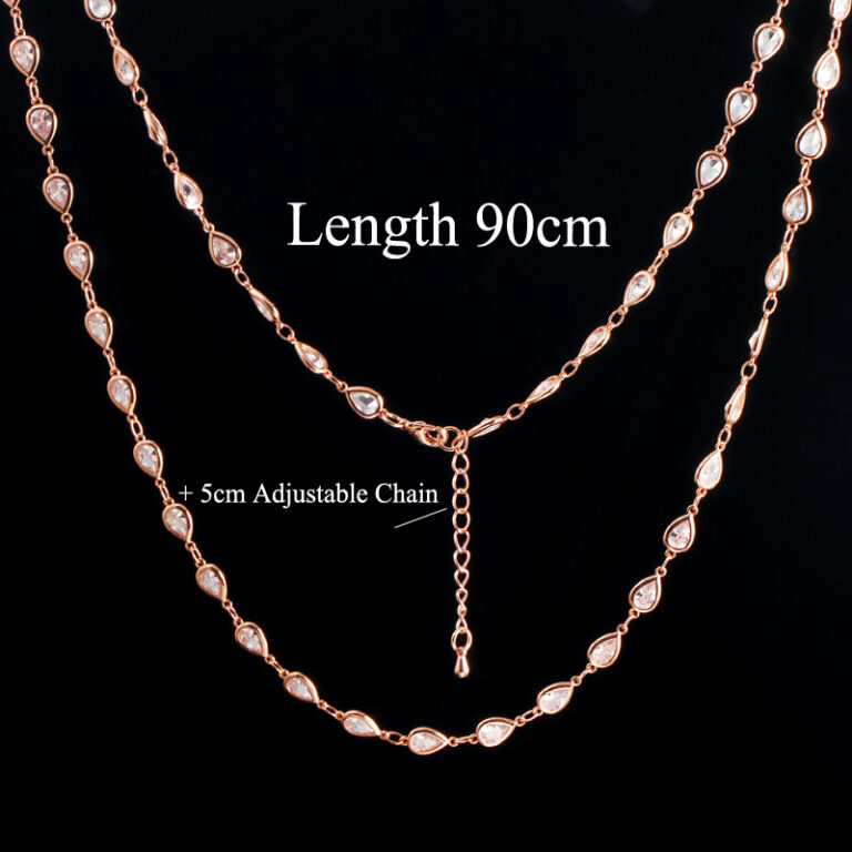 CWWZircons Gorgeous White Cubic Zircon Crystal Long Chain Necklace for Women Sweater Costume Bohemian Jewlery Accessories CP052 – Bild 4