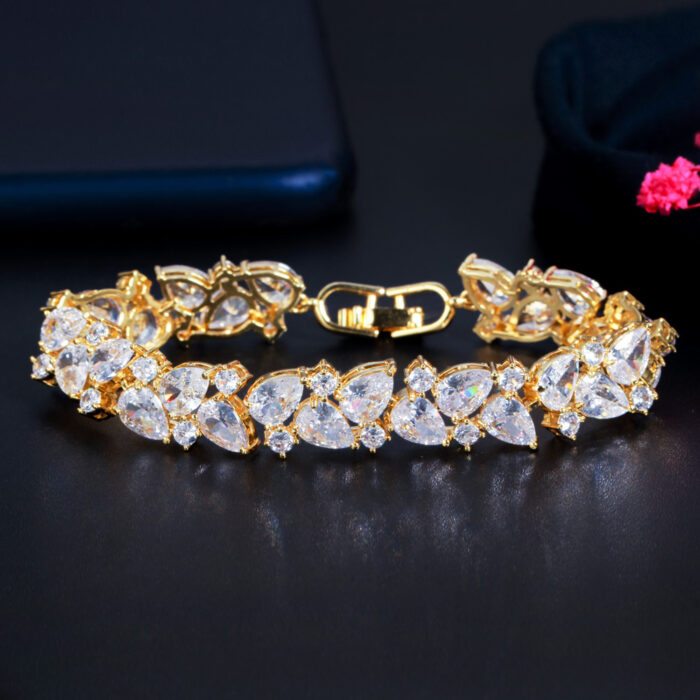 CWWZircons Stunning African Cubic Zirconia Dubai Gold Engagement Wedding Bridal Bracelet Jewelry Accessories for Women CB267 – Bild 3