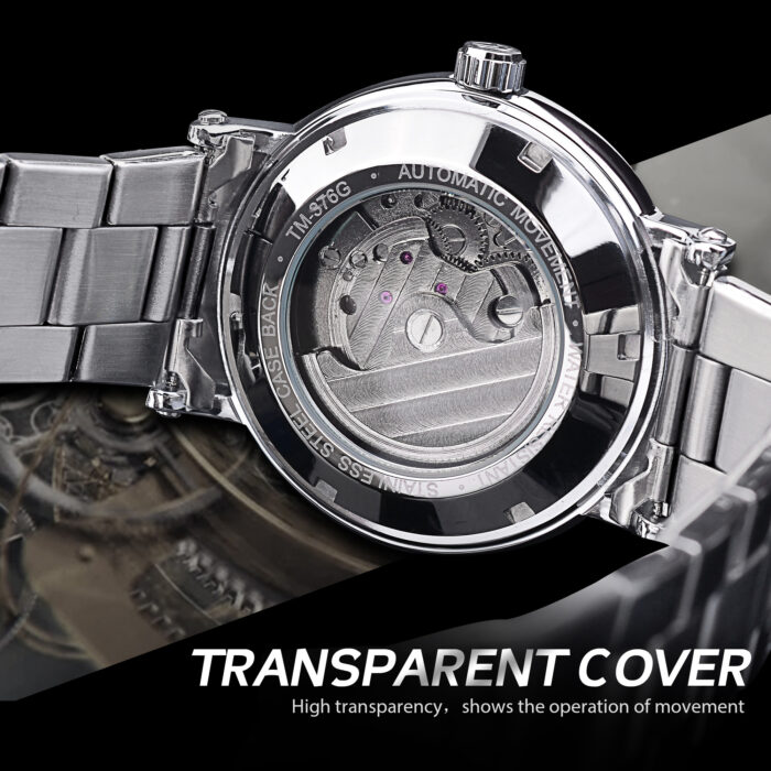 Herrenuhr Automatische Uhr Mechanische Edelstahl Armbanduhr Kristall Edelstahl – Bild 5